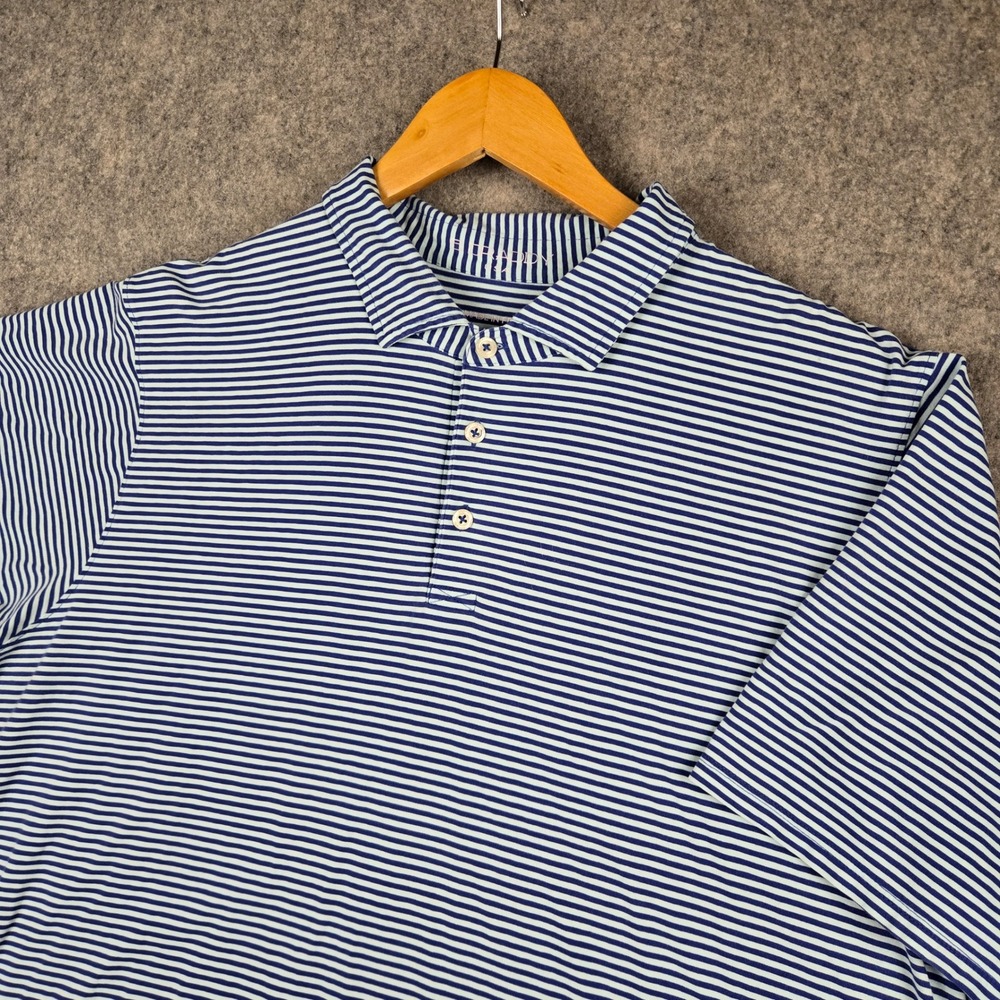 B Draddy Polo Shirt Mens XL Blue Striped Pima Cotton Stretch Luxury Preppy